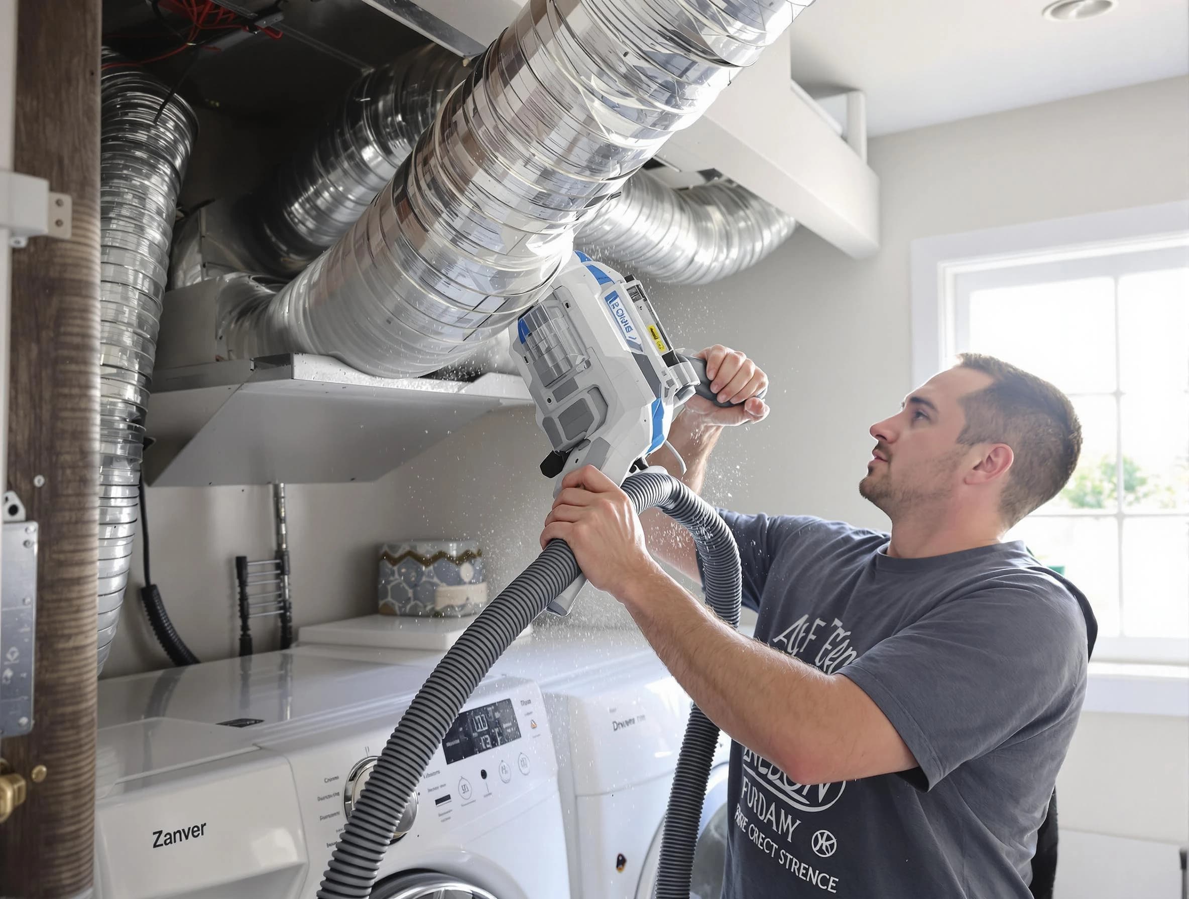 Kimberly Dryer Vent Cleaning specialist cleaning deep within a dryer vent duct system in Kimberly